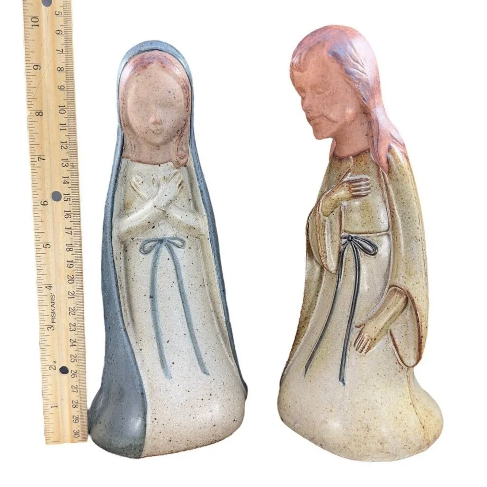 UCTCI Stoneware Nativity Mary Joseph Figurine Japan Vintage Large Ceramic Figure